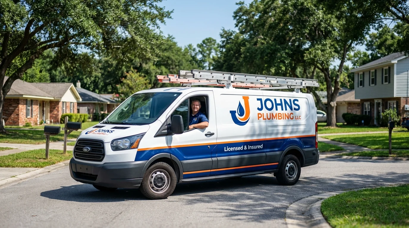 Johns Plumbing LLC service van in Idaho Falls, ID