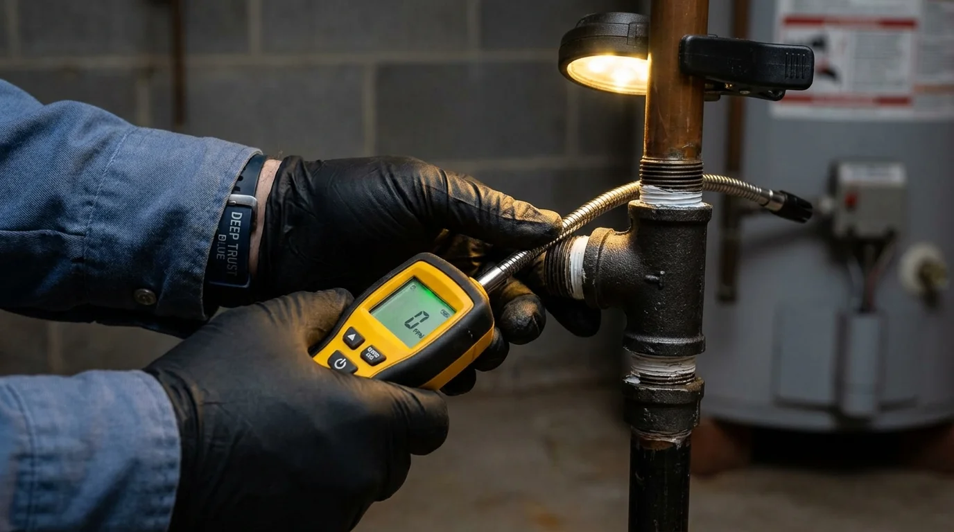 Gas leak detection with electronic sniffer by Johns Plumbing LLC in Idaho Falls