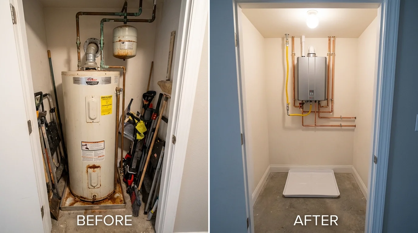 Tank water heater versus wall-mounted tankless unit comparison for Idaho Falls, ID homeowners